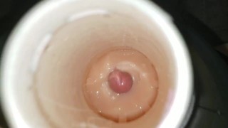 Fucking Fleshlight Launch (INSIDE VIEW) Moaning Cumshot to Fucking Her BF