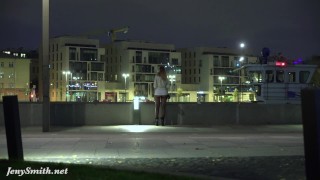 Deep Evening - Russian Jeny Smith walks in public in transparent panty...