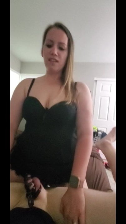 Wife pegging husband hard