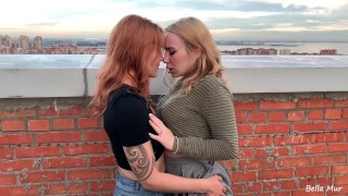 Girlfriends having sex on the roof