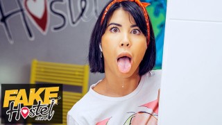 Fake Hostel ASMR girl goes ahegao as pussy gets wet