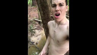 19 year old Jesse Gold almost gets caught jerking off in the woods