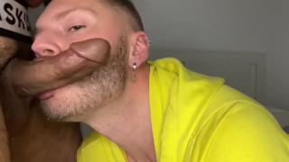 Mars Gymburger sucks my cock until I cum and we have a white kiss