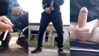 Straight man fucks imaginary gay man hard in an abandoned house and cu...