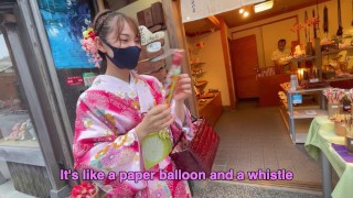 A mischievous date in Kyoto with a female college student in a kimono!...