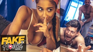 Fake Hostel - Cheating girlfriend with hot natural body fucks a big co...