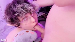 Femboy Slut gives sloppy blowjob to Straight Friend