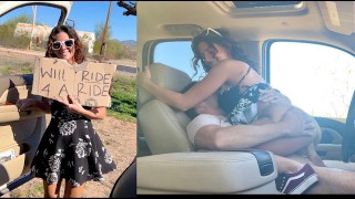 Hot Hitchhiker with No Panties: Will Ride 4 A Ride