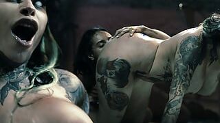 Tattooed Girl With Big Tits And Her Bestie Have Rough Lesbian Sex TRAI...