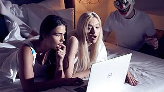 OH FUCK horror movie night leads to hot threesome sex