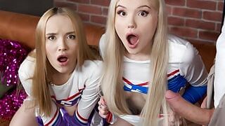 Two young blonde cheerleaders gets anal sex with big cock