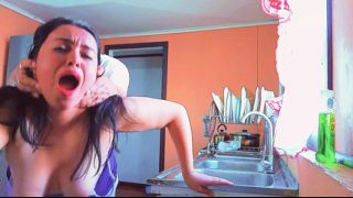 My horny stepmom wanted to fuck in the kitchen