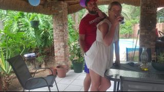 Fucking the Neighbors Wife on the Patio Were He Can Easily See Us