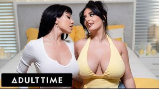 ADULT TIME - Busty Lesbians Sarah Arabic & Little Puck Oil Up Big ...