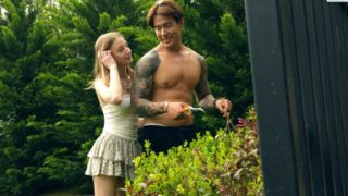 Cute Homemade Girl Fucked with Her Asian Gardener Titus Low in the Bac...